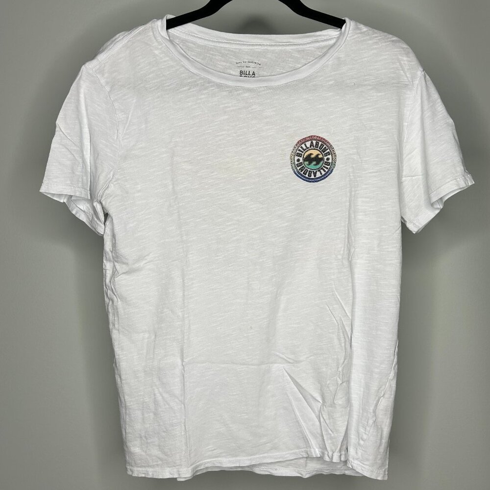 Billabong Lightweight Light Blue T Shirt With Rainbow Wave Circle Logo